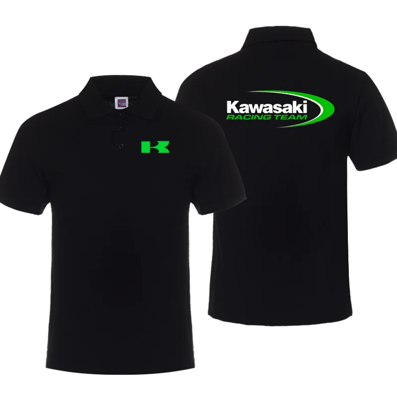 New summer all-match Kawasakis motorcycle short-sleeved polo shirt for men and women racing fans T-shirt cycling half-sleeved