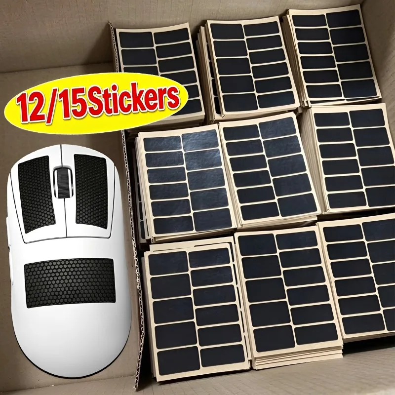 12/15 Stickers Ultra-Thin Mouse Feet Skates Pads Universal Anti-slip Mouse Pad Leather Mouse Black Anti Skid Sticker Connector
