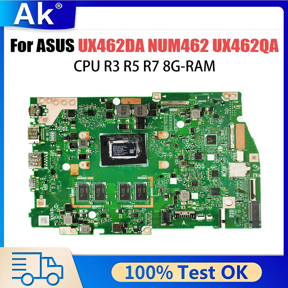 UX462DA Laptop Motherboard For ASUS Zenbook Flip 14 UM462 UX462QA Q406DA UX462D Mainboard With R3-3200U R5-3500U R7-3700U 8G RAM