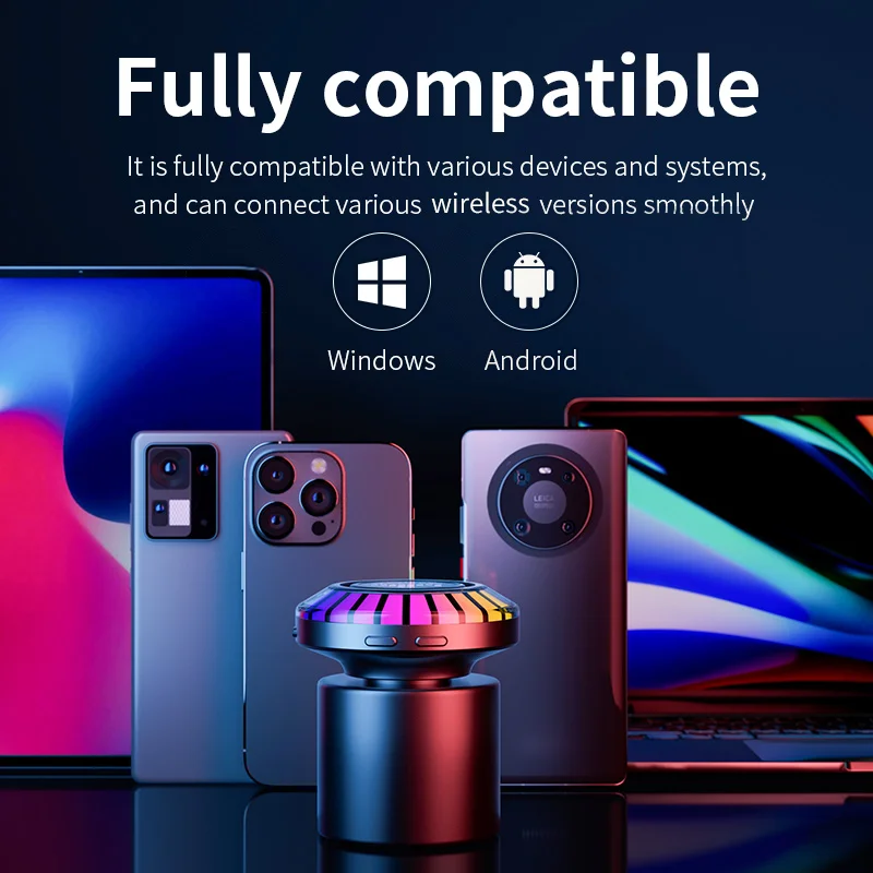 Bluetooth Bone Conduction sound 24 color rhythm light portable mini speaker can adsorb any flat surface for indoor and outdoor