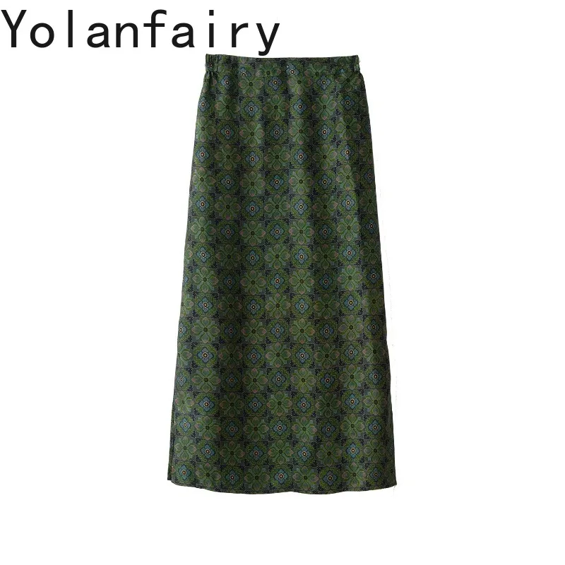 YOLANFAIRY Luxury 100% Real Mulberry Silk Skirts for Women 2026 Elegant Elastic Waist Xiangyunsha Skirt Straight Hip Skirts Long