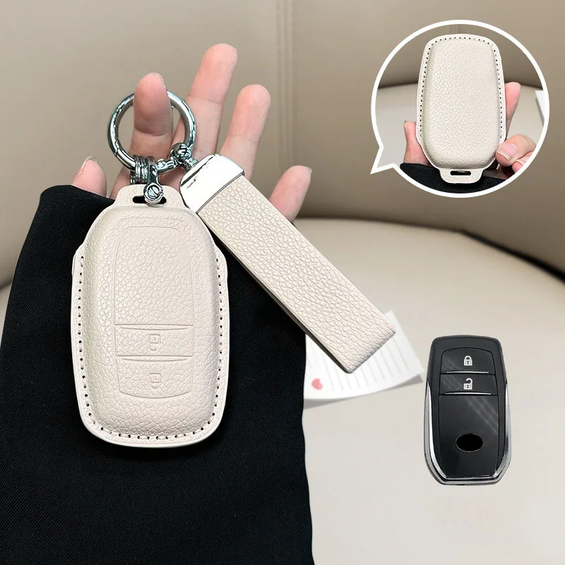 

Leather Car Remote Key Case Cover For Toyota Corolla SE 2023 Camry 50 55 TLC200 Yaris Land Cruiser Prado150 RAV4 Venza SIENNA