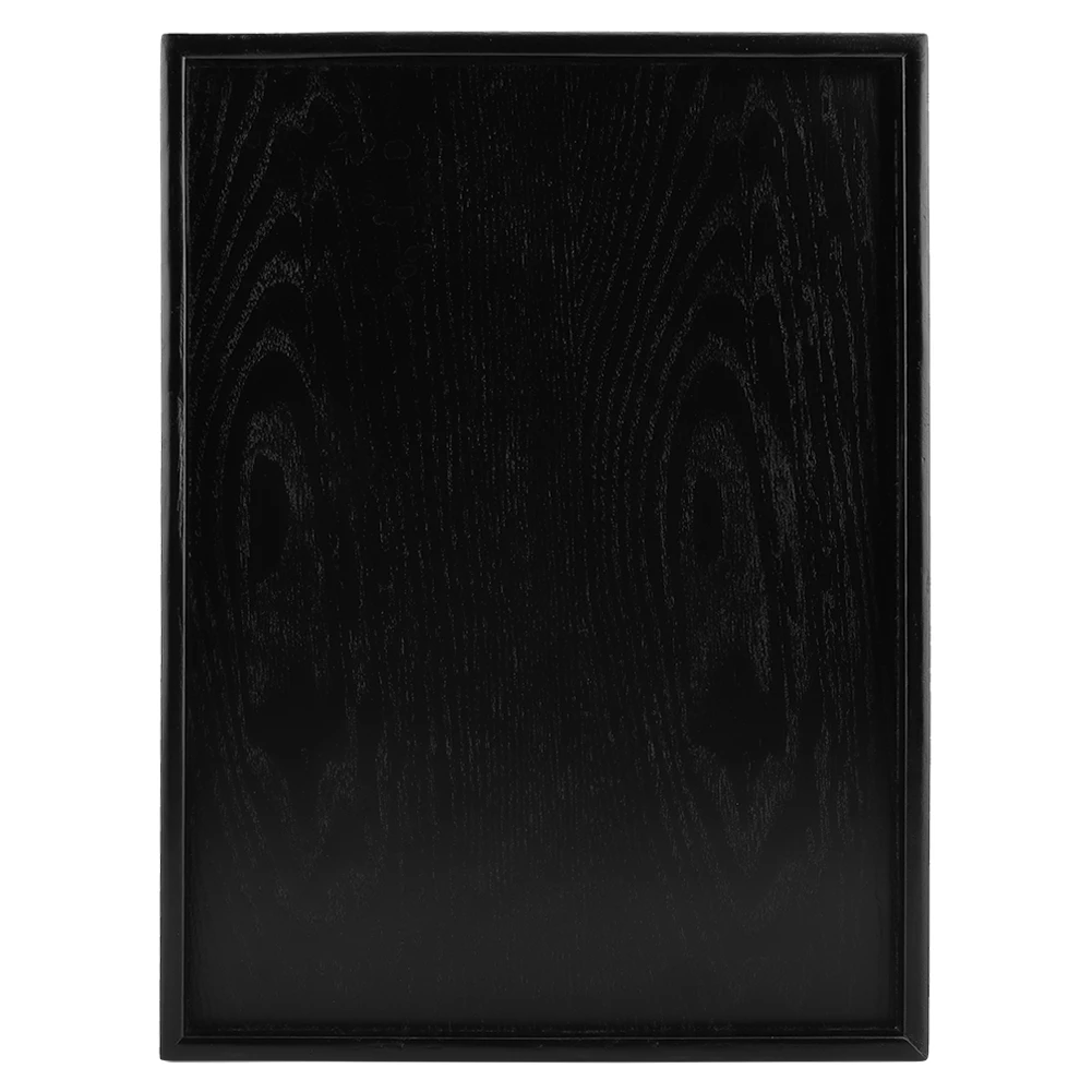 

Черный прямоугольный твердый деревянный поднос для чая, поднос для закусок, удобный/прочный, экономия места для ежедневного дома/ресторана/на открытом воздухе