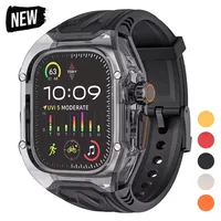 Kit de modificación transparente para Apple Watch Ultra11 10 9 8 7 49mm 44mm 45mm 46mm correa + funda para iWatch Series 6 Band Refit Mod