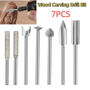 7 PCS Rotary Tool Wood Carving Bit Set 3 mm Shank White Steel Wood Carving Drill Set For Wood Metal Carving Abrasive Dremel Tool