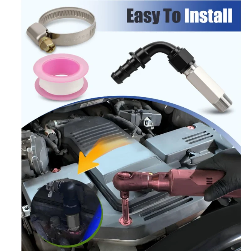 アップグレードされたヒーターホースコネクターは、ダッジラム6.7Lカミンズ2007.5+に適合、10ANプッシュロックフィッティング
