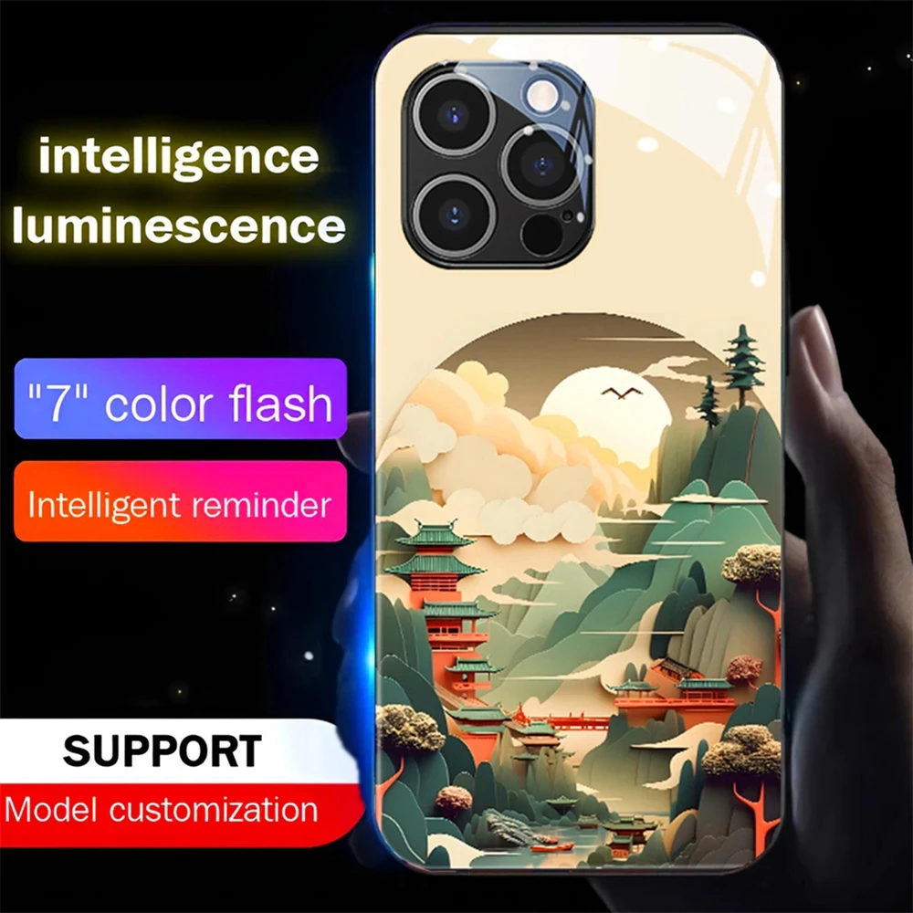 The Attic In Clouds Smart LED Light Glow  case For OPPO Reno 3 4 5 6 7 8 9 10 11 Pro Plus Find X5 X6 Pro Calling Light Up Cover