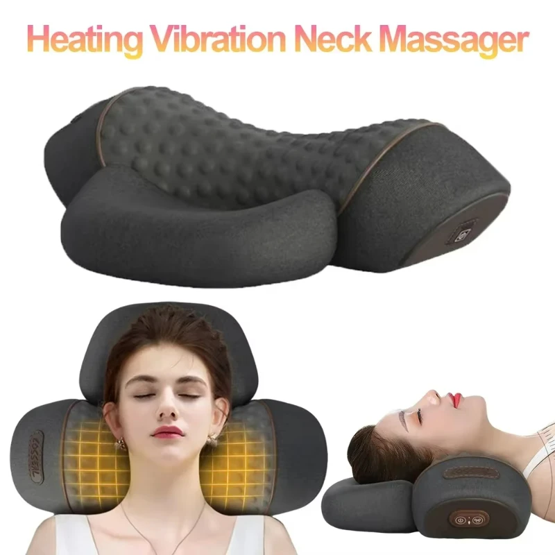

Electric Neck Vibration Hot Compress Massager Pillow Cervical Orthopedic Sleeping Pillow Back and Neck Massager For Neck pillow
