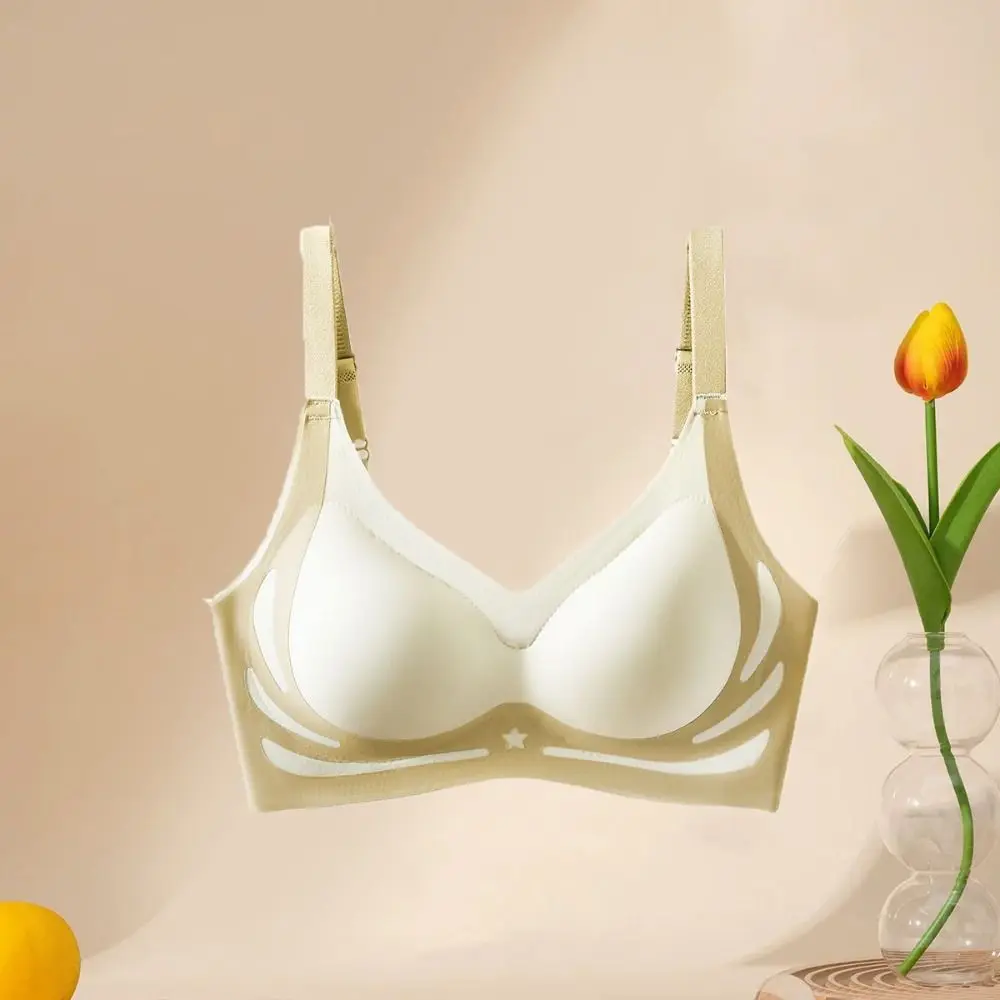 

Fashion Patchwork Wireless Deep V Bra Shockproof Anti-sagging Brassiere for Women Lingerie Big Cup Seamless Bras Girls