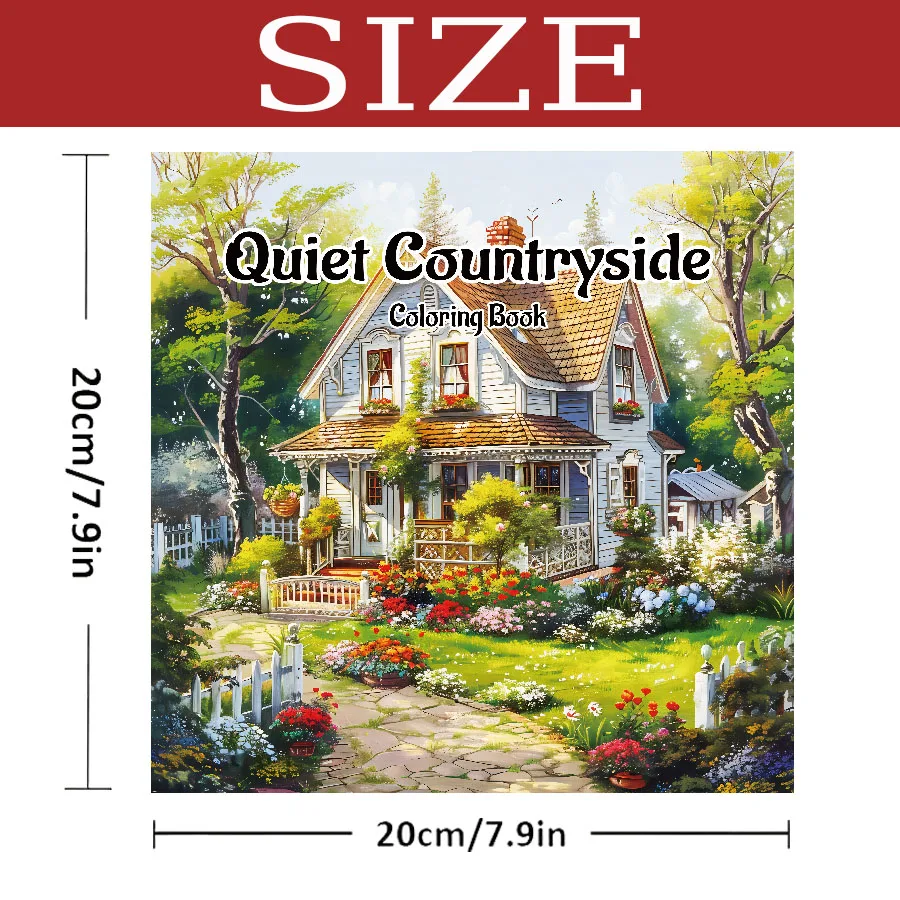 Quiet Countryside Coloring Book 20 Page House Landscape Adult Picture Book Kill Time Relaxing Art  Doodle Painting Drawing