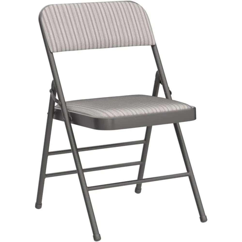 Chaises pliantes rembourrées en mousse métallique, tissu/vinyle, cadre en acier, noir, gris, blanc, lot de 2