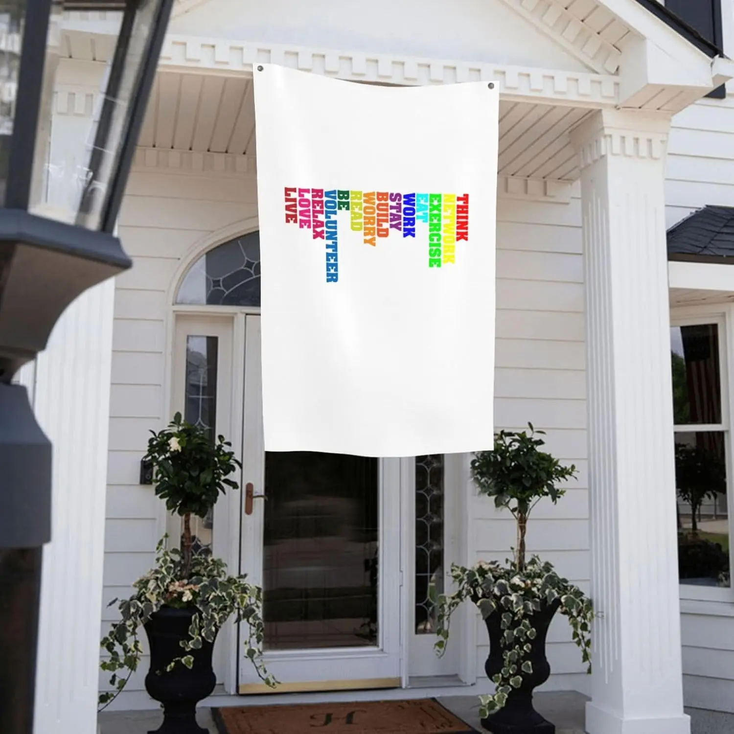 Flagicts 100% Polyester Think Prositively Network Well Exercise Daily Wat Healthy Flags