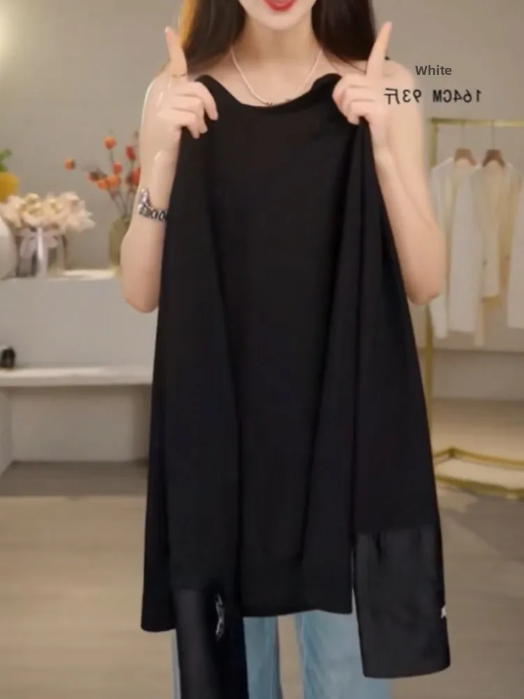 تي شيرت طويل مطرز من Ele Crew Ne Base irt خفيف الوزن بتصميم صيني ثقيل من Workmanip