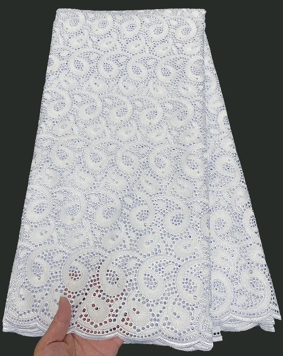 5 Yards Soft Sky Blue Embroidery African Swiss Voile Lace Fabric High Quality Cotton Nigerian sewing lace super neat Cloth