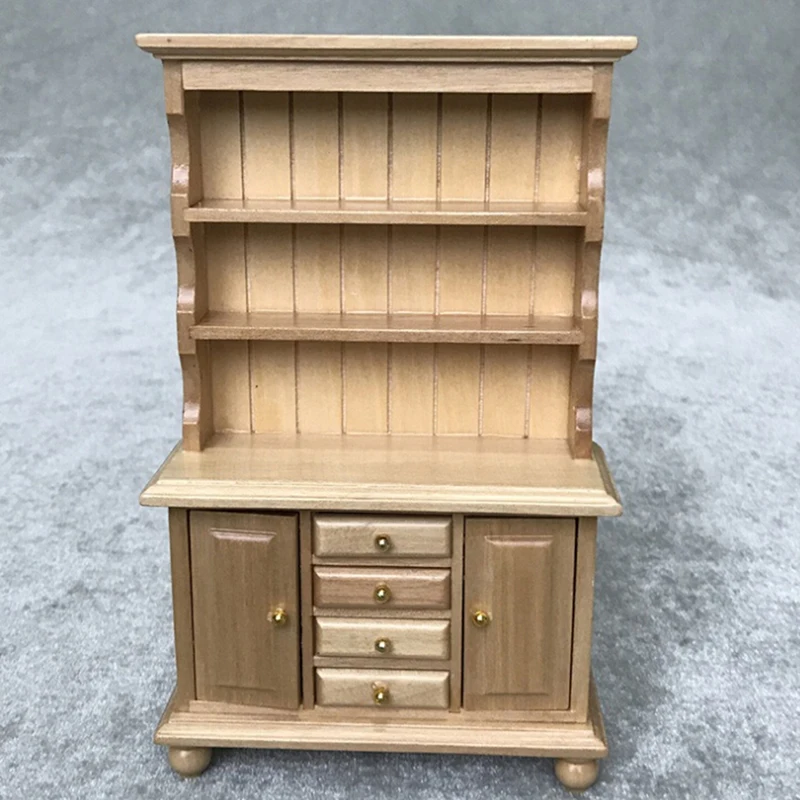 1:12 Dollhouse Miniature Furniture Multifunction Wood Cabinet Bookcase Bookshelf