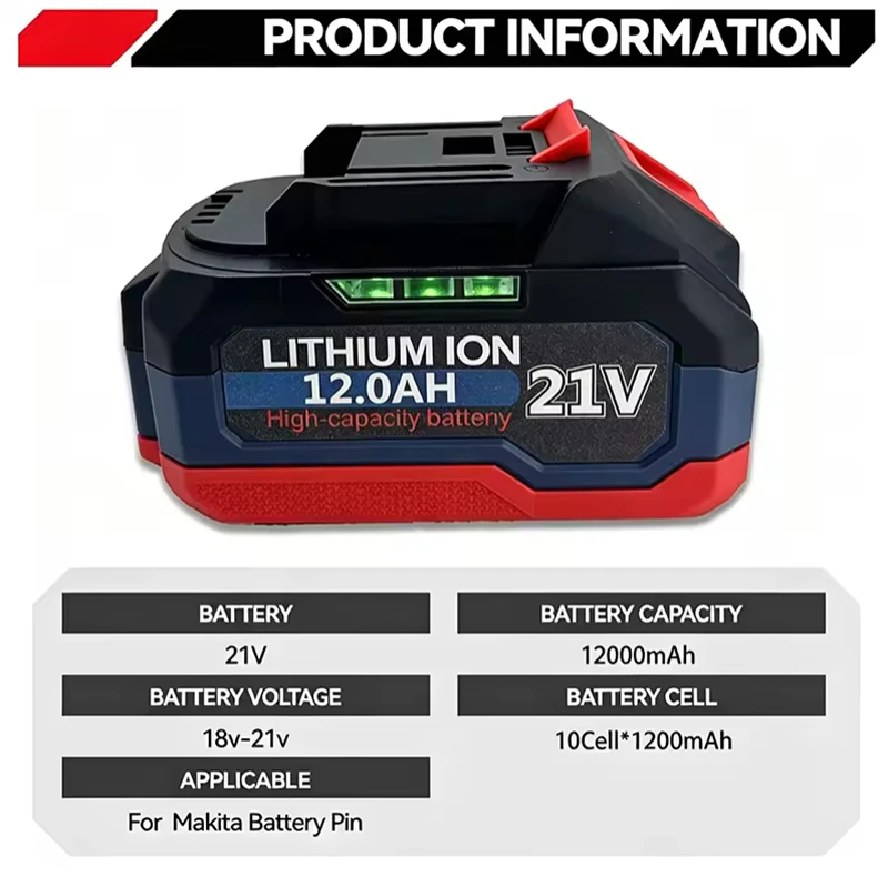 21V for Makita Battery Power Tools Li-ion Replacement LXTBL1860 BL1850 for 18V/21V Screwdriver with BMS 18V Battery