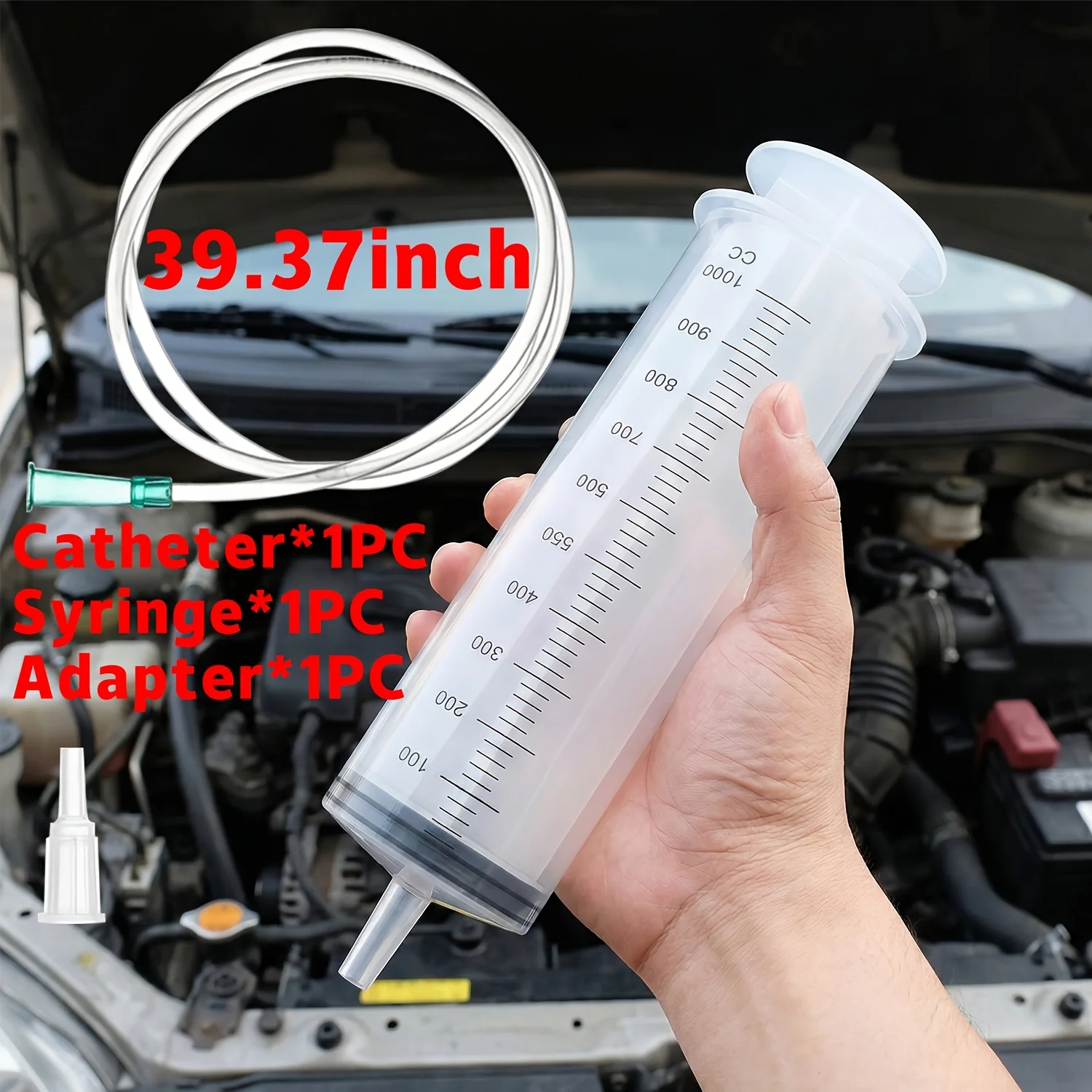 Großvolumiges Spritzen-Set mit 3 Teilen, 250/300/500/1000 ml, mit 1 39,37-Zoll-Schlauch und 1 Adapter, geeignet für den Flüssigkeitstransfer im Labor, den Benzintransport, die Bewässerung von Blumen und Pflanzen, die Tierfütterung und den Flüssigkeitstransfer in Aquarien – Detail 5