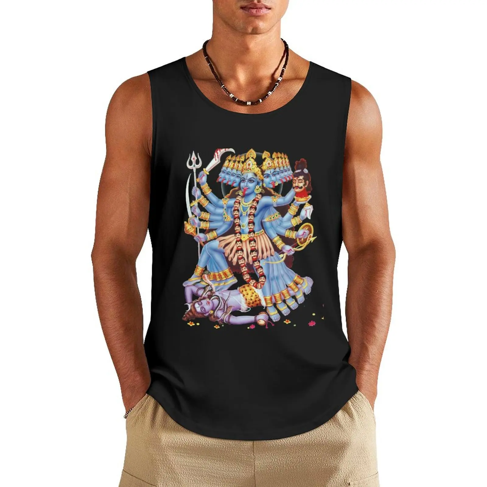 Kali, Kalika or Shyama Hindu Goddess Tank Top Men's sleeveless gym shirts Japanese t-shirt Man summer clothes