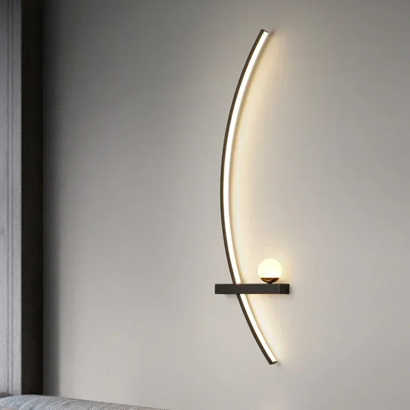 Lámpara de pared LED de estilo nórdico, candelabro de rayas para dormitorio, mesita de noche, sala de estar, estudio, escaleras, decoración del hogar, accesorio de iluminación interior brillante