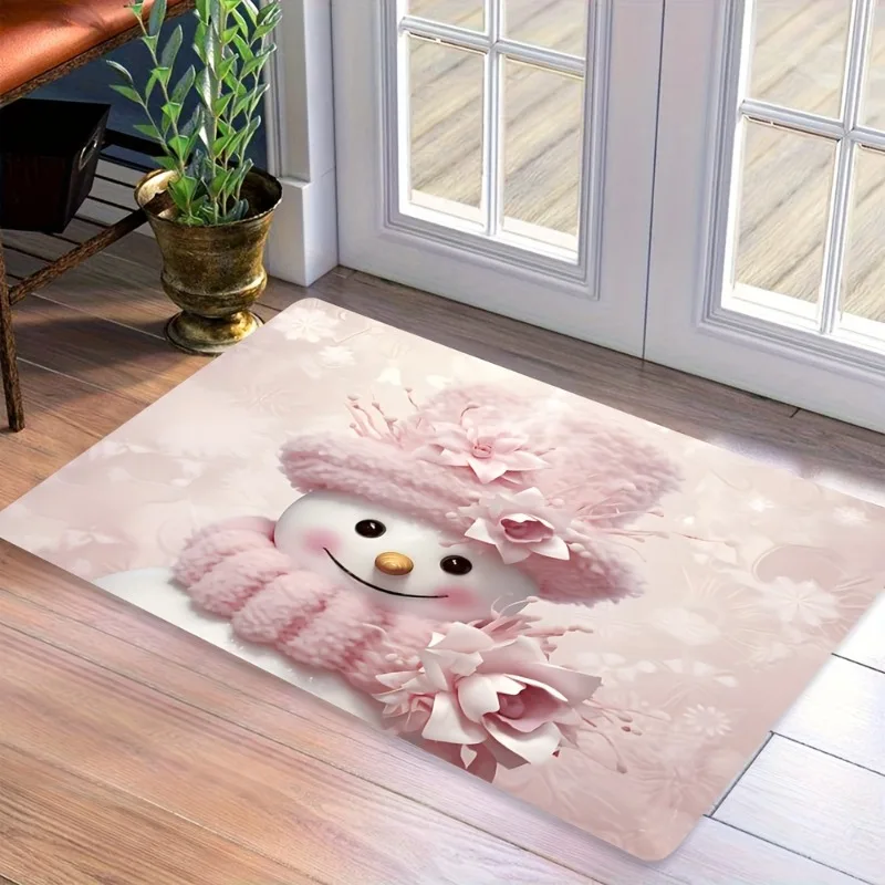 Winter Snow Pine Tree Doormat Warm Light Forest Scene Print Entry Floor Mat Christmas Holiday Front Door Indoor Home Decor