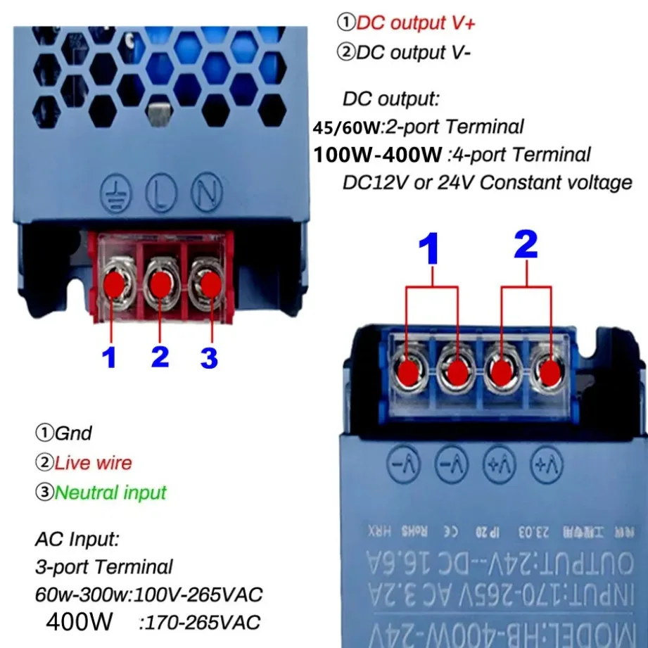 12V 24V LED Power Supply 45W 60W 100W 200W 300W 400W Ultra Thin AC/DC Driver Converter LED Transformer for LED Strip Lighting