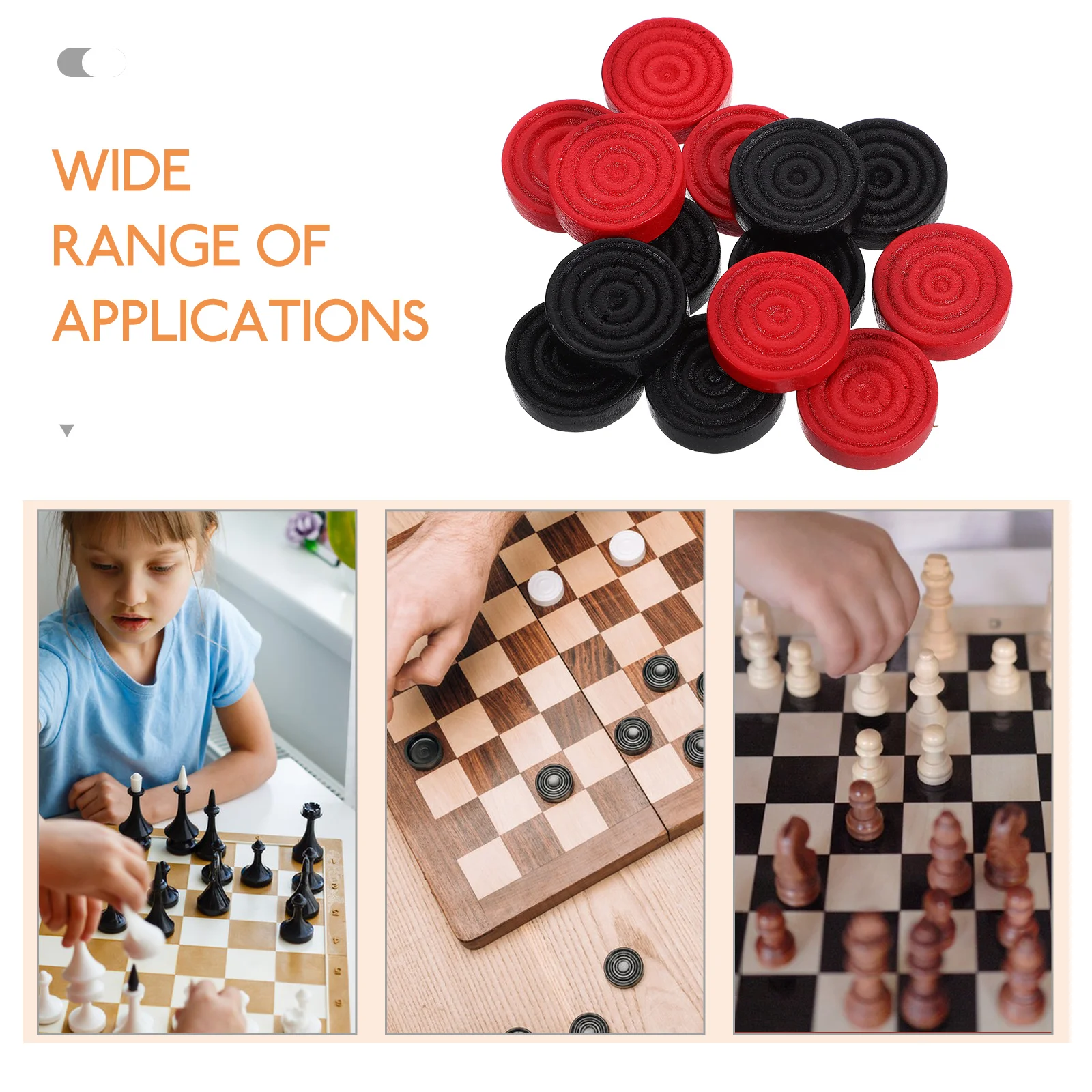 

24 Pcs Wood Checkers Replacement Pieces Smooth Lightweight Round Game Props Board Accessories Storage Convenient