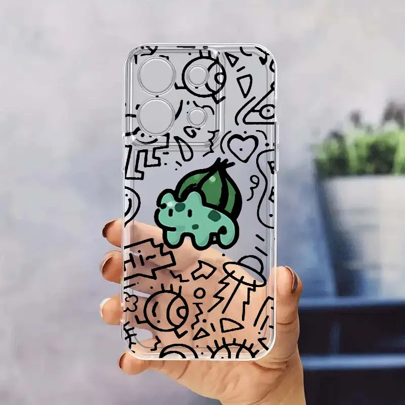 

P-Pokemon Cartoon Popular For Xiaomi Poco X6 X5 X4 X3 F6 F5 F4 F3 Pro 5G Translucent Phone Case