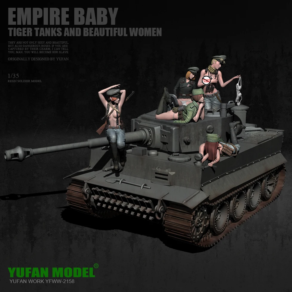 1/35 YUFAN MODEL Resin soldier kit (5 soldiers+tank) needs to be assembled and colored by oneself YFWW-2158+3D