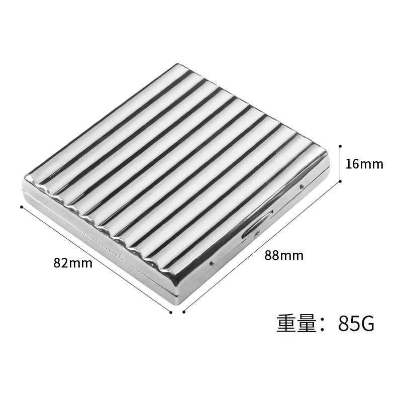 New 1pc corrugated Design Silver Copper Cigarette Box solidly made Metal Cigarette Case Holder For 10 /20 Cigarettes Box Gift