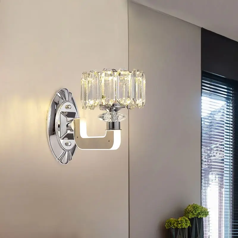 

Modern simple crystal wall lamp Living room Bedroom bedside luminous wall lamp TV Atmospheric aisle corridor