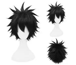 Cosplay Wigs MHA Dabi Short Black Male Halloween Cosplay Costume Wigs Soft Hair Short Cosplay Wig Costume High Temperature Fiber