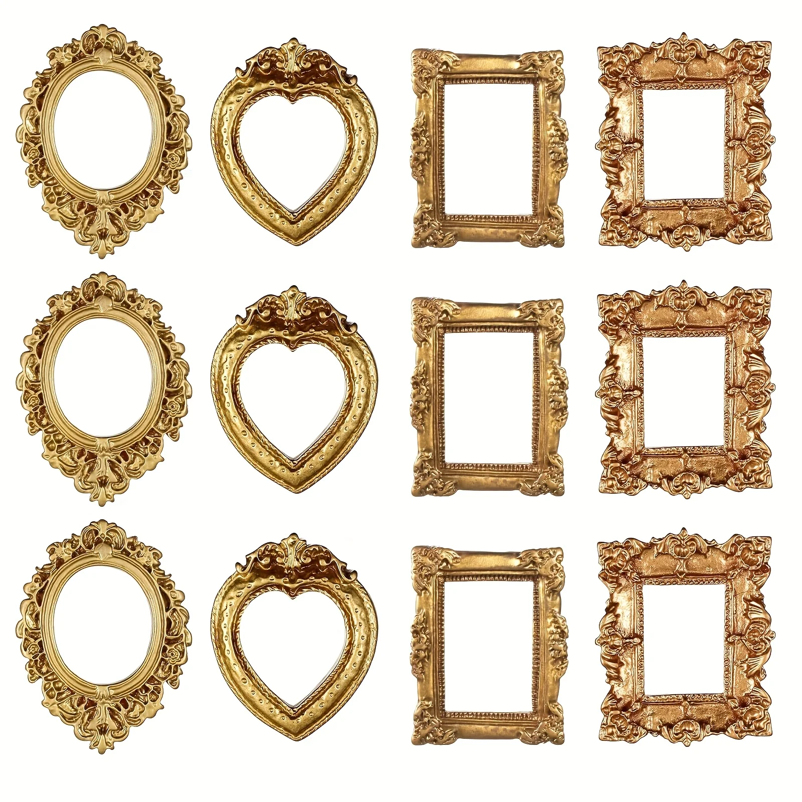 

12pcs Vintage Photo Frame Art Jewelry Decorative Home Photography Background Shooting Props Mini Picture Frame Trinkets Frame