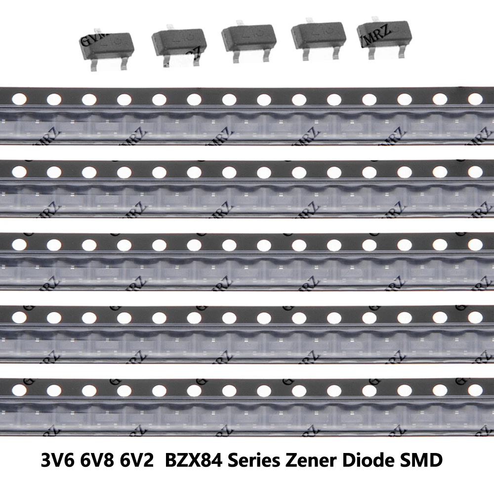 3V6 6V8 6V2 BZX84 Series Zener Diode SMD Type Assorted Voltage 3V–27V Surface Mount Electronic Component 3V0 