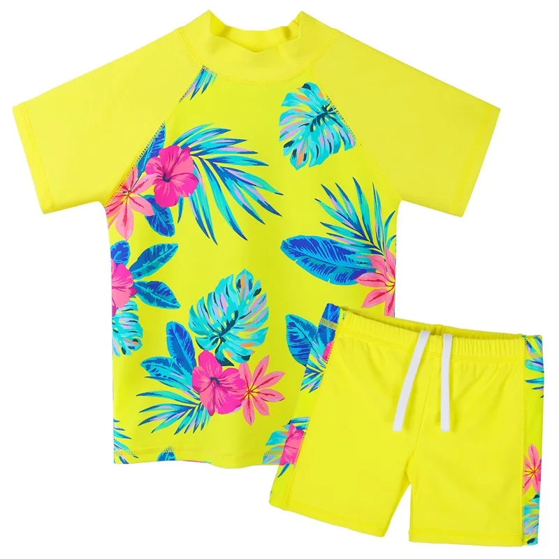 BAOHULU 3 - 12 Years Girls Swimsuit Two Piece Set UPF 50+ UV Protective Swimwear Children Water Sport Rash Guard