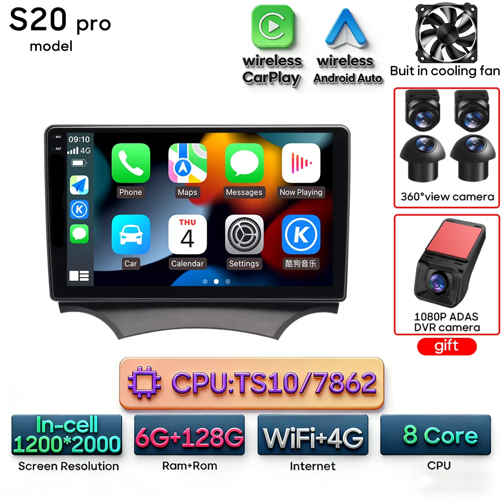Android 16 voor Ford KA K2 2008 - 2014 Audioscherm Autoradio Videomultimediaspeler Carplay + Android Auto Navigatie GPS 2din