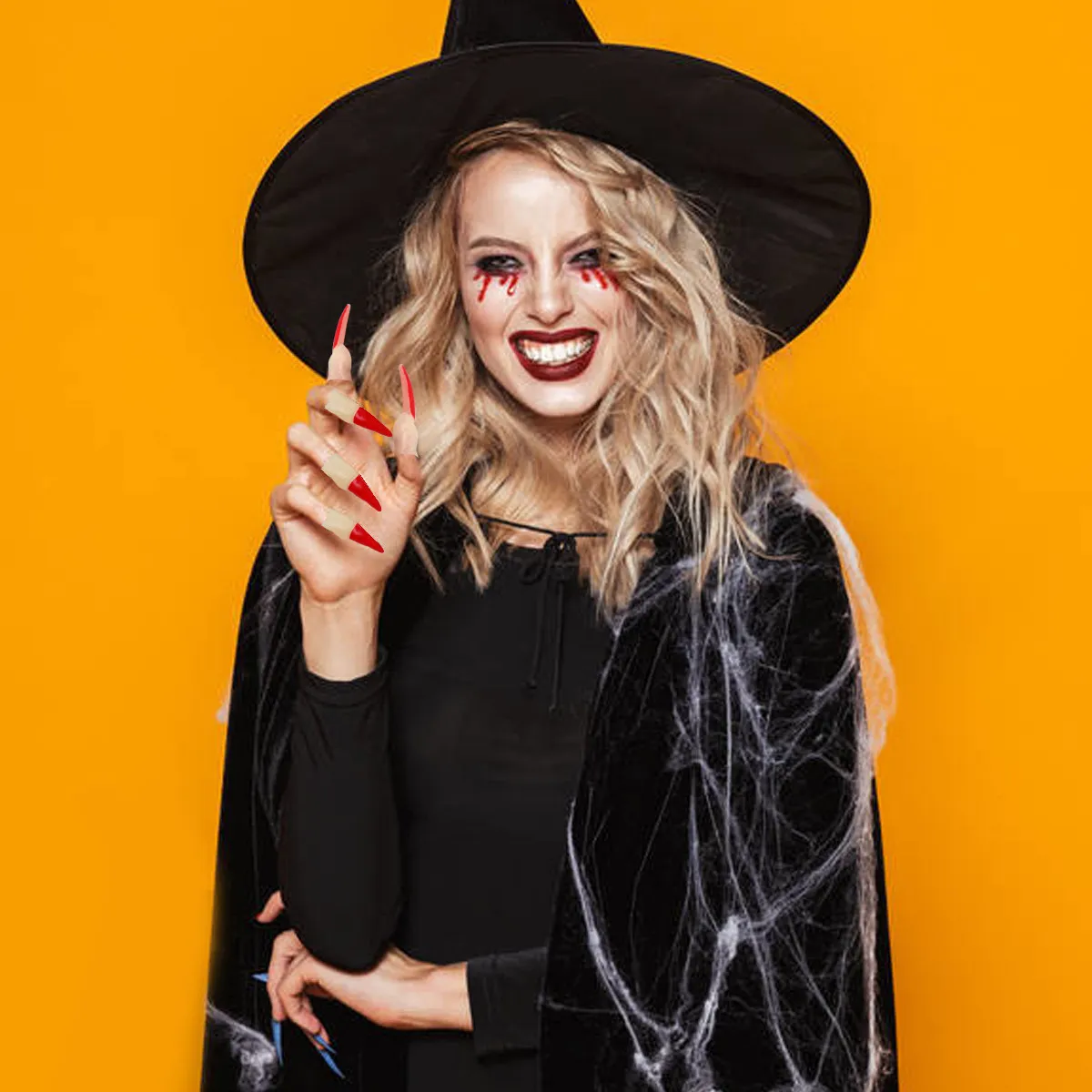

11Pcs Zombie Witch Fake Finger Nail Set Long Tip Latex Halloween Props Masquerade Role Play Witch Fingers Cover