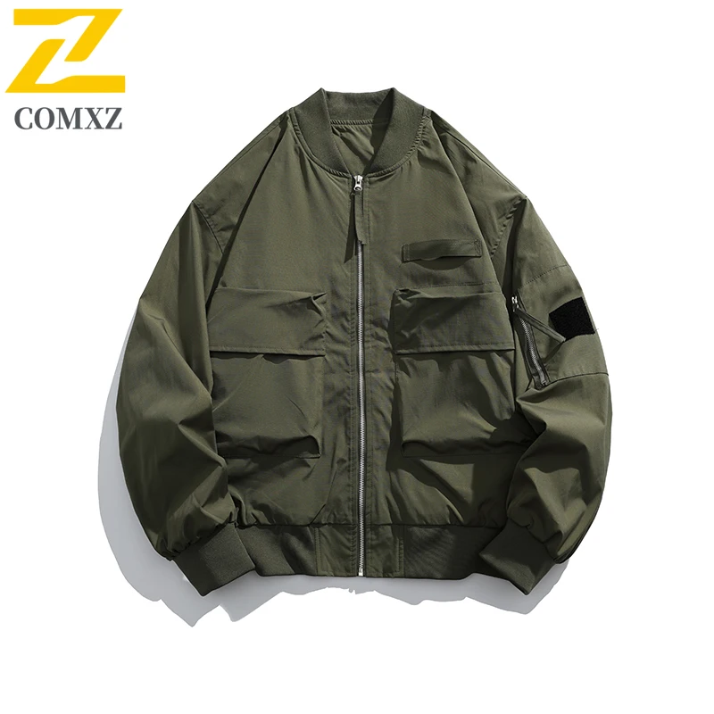 Hip-hop American Baseball Jacket Men's Autumn 2025 Fashion Multi-pocket Work Windproof Jacket Korean Street Clothing Loose Coat
