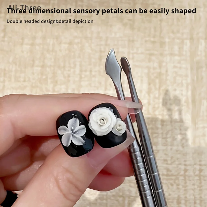 Metal Double-headed Nail Carving Rod Extension Glue Removal Stick Gel Removal Spatula Nail Polish Dipping Removal Tool