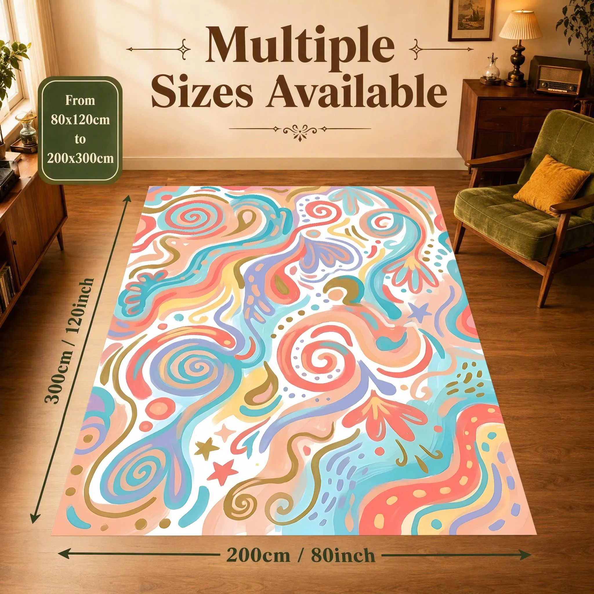 Printed Rug Abstract - Tappeto Grande con Stampa Graffiti a