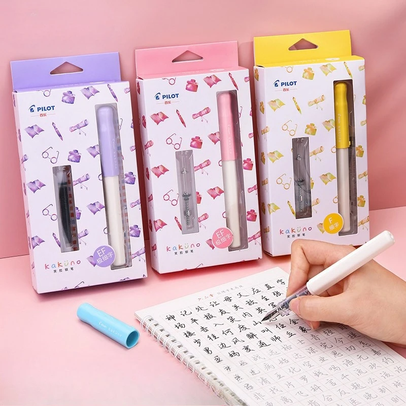 Japan PILOT Kakuno Parklane Smiley Face Pen FKA-1SR Replaceable Ink Bag Fountain Pen Transparent Student Practice Pen Stationery