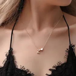 26 Letters Tiny Dainty Heart Initial Pendant Necklaces for Women Golden Color Name Fashion Jewelry Chokers Collares Friend Gift