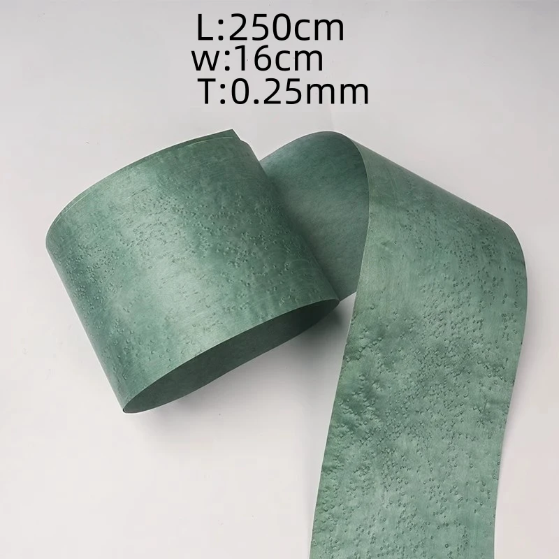L:2.5Meters Width:25cm T:0.25mm Handmade wood veneer renovation with non-woven fabric, natural dyeing, jadeite green Wood veneer
