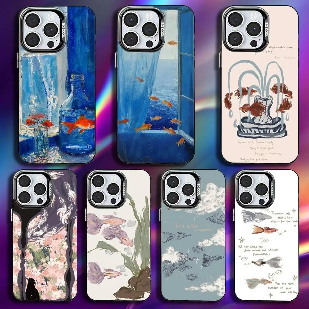 

Vintage painting Dream Core Goldfish Phone Case For iPhone 17,16,15,14,13,12,11,Pro,Max,Plus, Anti Fall Black Matte Hard Bumper