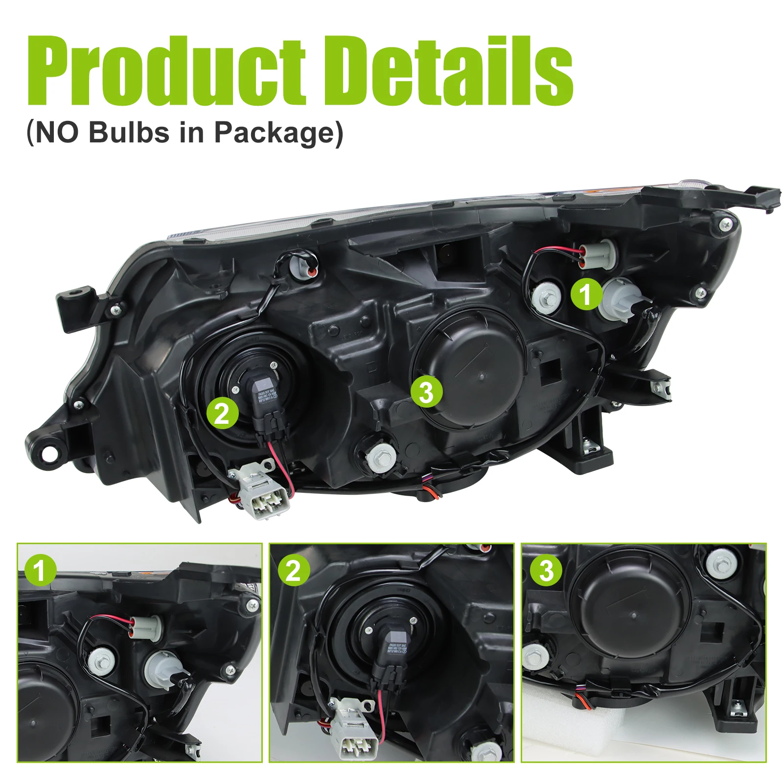 1 * مجموعة مصابيح السيارة الأمامية اليمنى لـ 2009-2013 سوبارو فورستر كروم الإسكان #5
