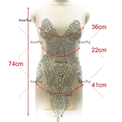 파티 원피스 라인석 바디 패치, 재봉 액세서리, 유리구슬, WDP-528