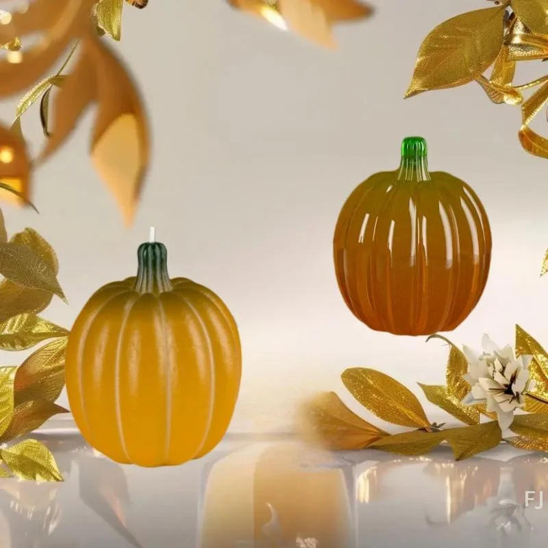 [YU]3D Pumpkin Silicone Mold For Scented Candle Easy Demold Halloween Resin Moulds Thanksgiving Gifts