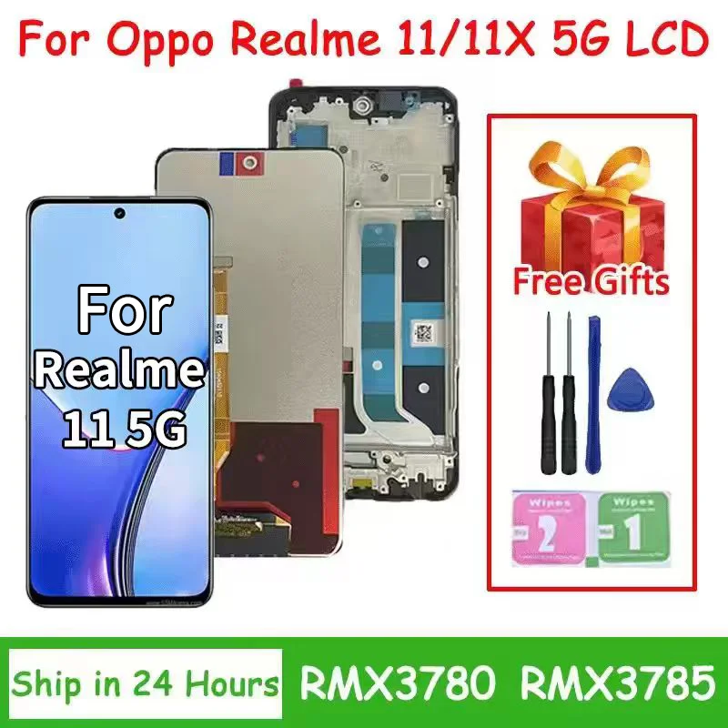 6.72"Display For Oppo Realme 11 5G RMX3780 LCD Display Touch Screen Panel Digitizer For Realme 11x RMX3785 Display Frame