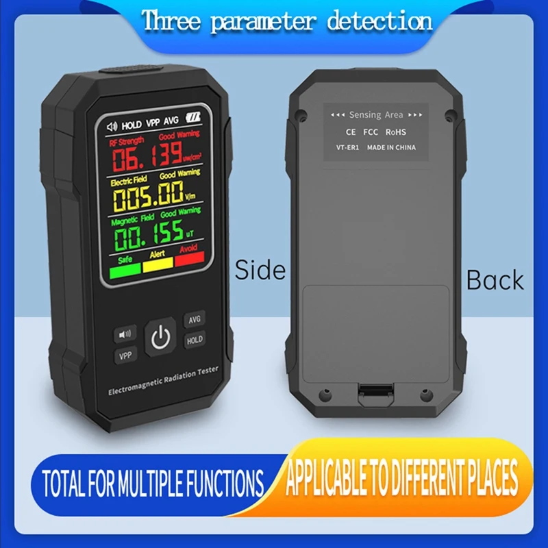 Electromagnetic Radiation Detector Electric Magnetic Field Tester Meter RF Strength Detection Device With Sound Alarm