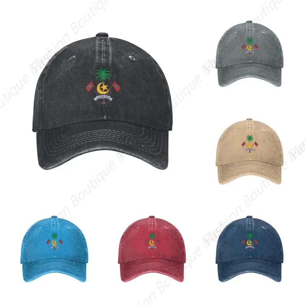 

High Quality Emblem Of Maldives Printing Cowboy Hat Peaked Caps Sandwich Caps Trucker Hat Men Women Outdoor Sun Visor