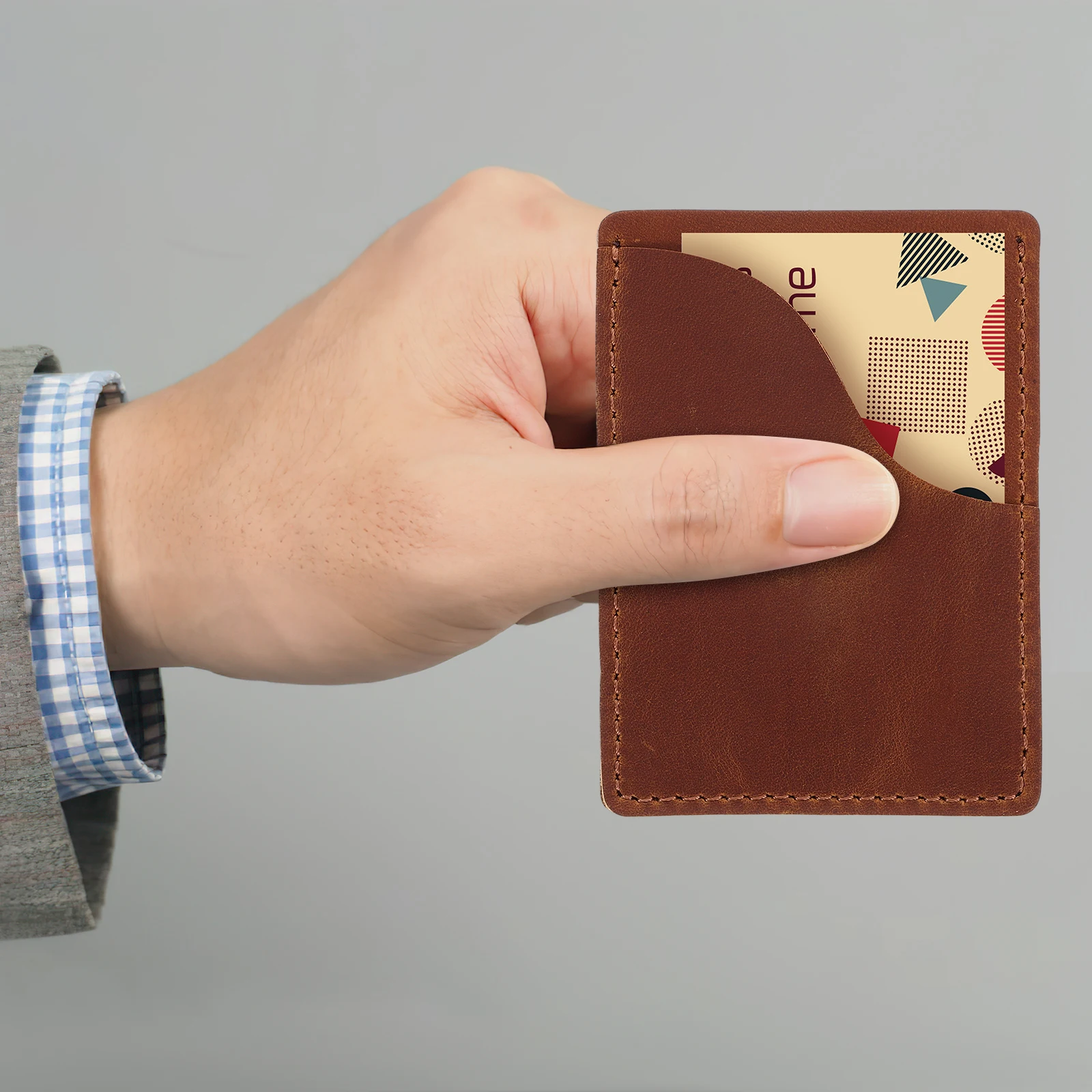 

Business Card Holder Cards Organizer Multifunction Top Layer Cowhide Credit Sleeve Pocket Man Carrier